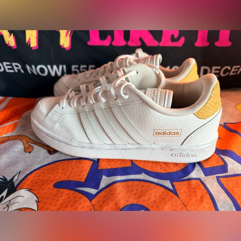 Adidas Women's Cream Leather Sneakers